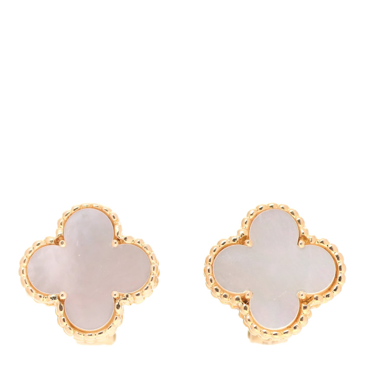 18K Yellow Gold Mother of Pearl Vintage Alhambra Earrings