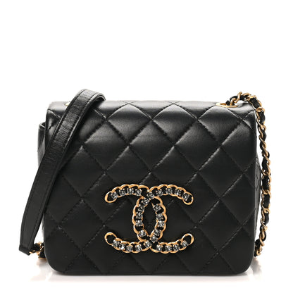 Chanel Lambskin Quilted Crystal CC Mini Flap Black 1 of 9