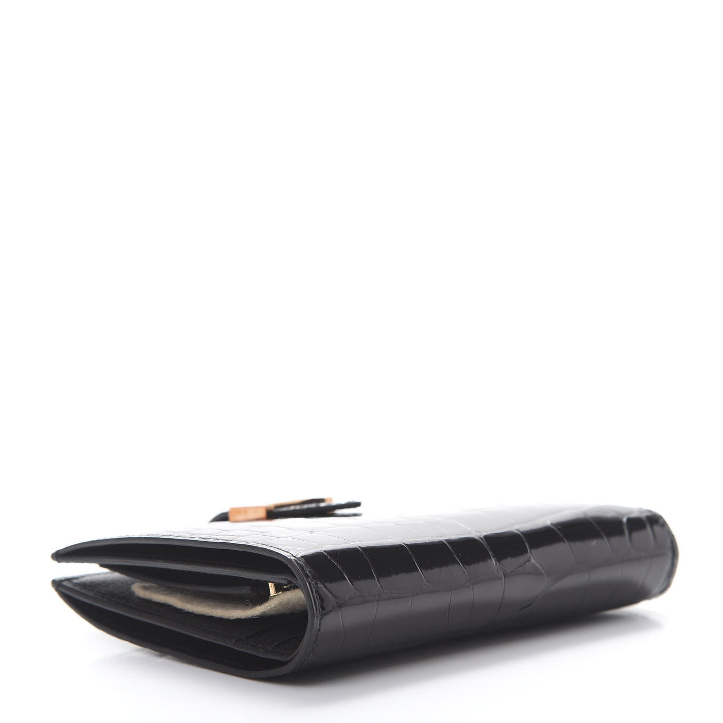 Shiny Alligator Bearn Compact Wallet Black