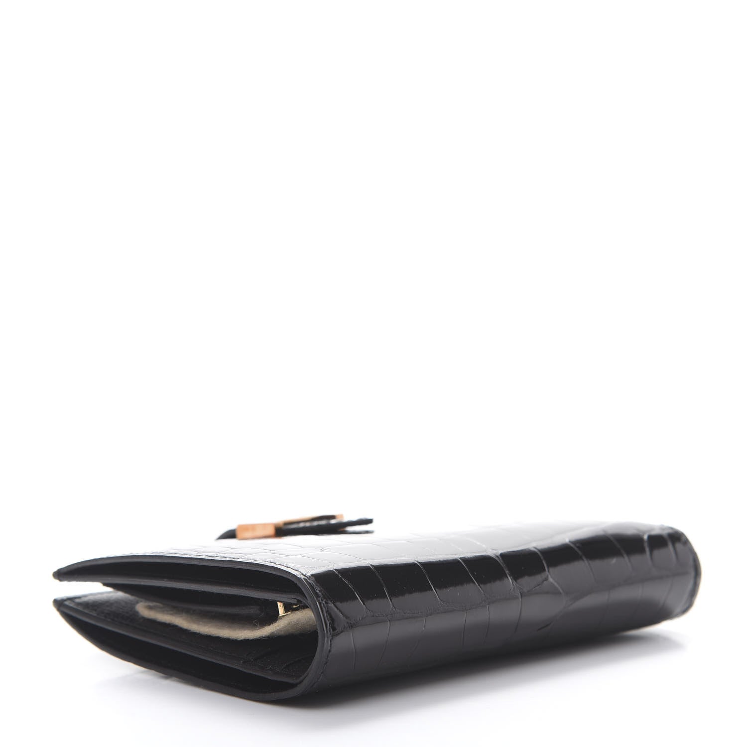 Hermes Shiny Alligator Bearn Compact Wallet Black 4 of 8