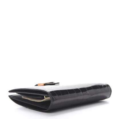 Hermes Shiny Alligator Bearn Compact Wallet Black 4 of 8