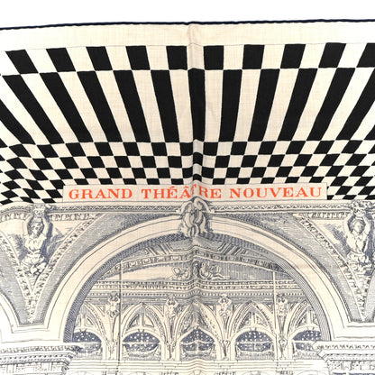 Hermes Cashmere Silk Grand Theatre Nouveau Shawl 140 Naturel Marine Black 5 of 6