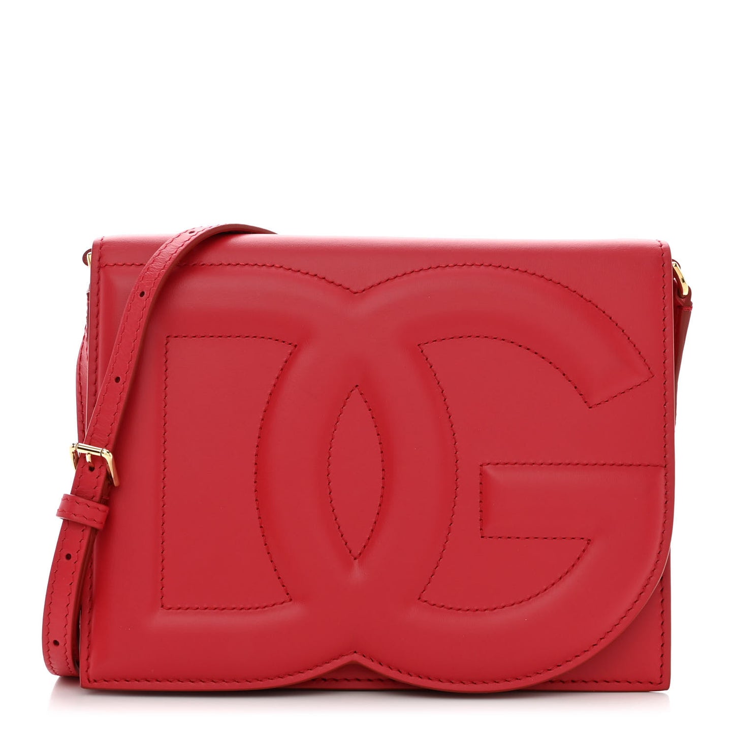 Calfskin DG Logo Flap Crossbody Bag Red