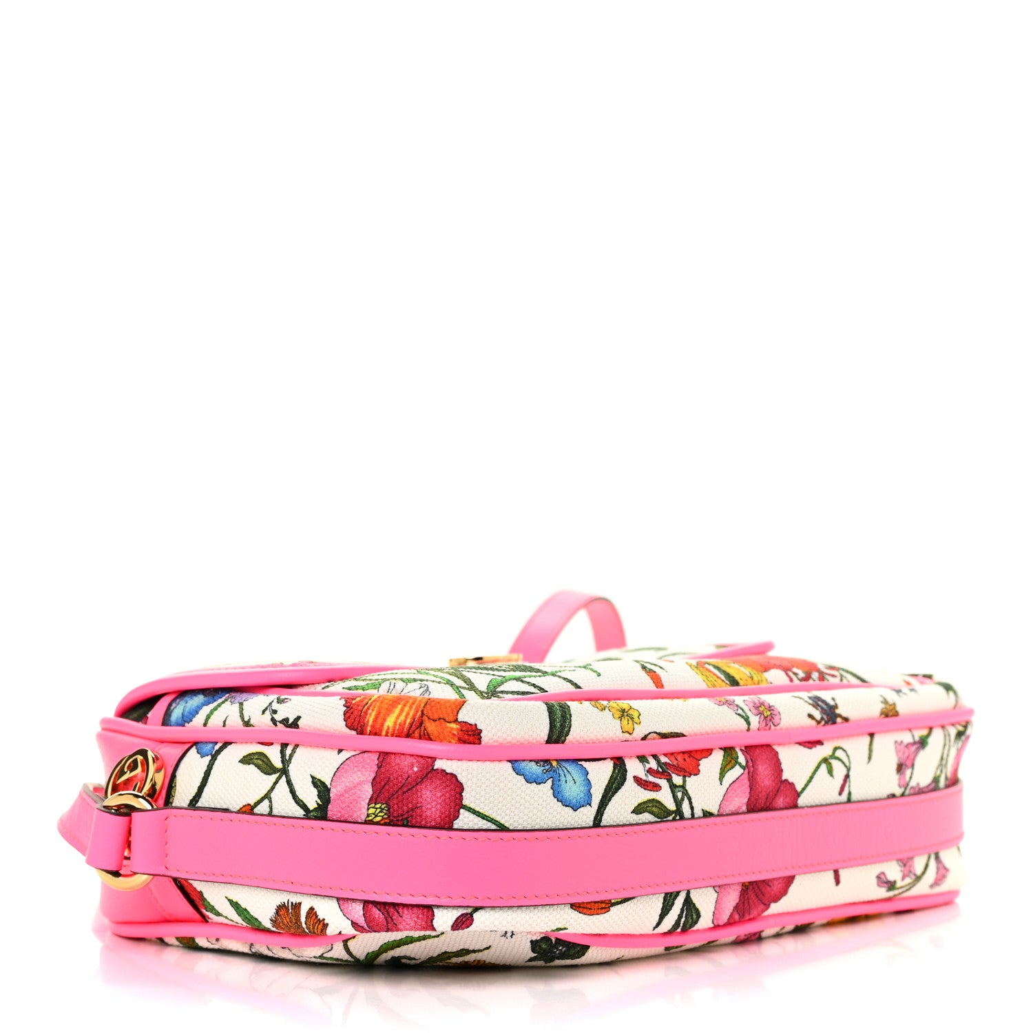 Gucci Canvas Flora Floral Shoulder Bag White Fuchsia Fluo 4 of 9