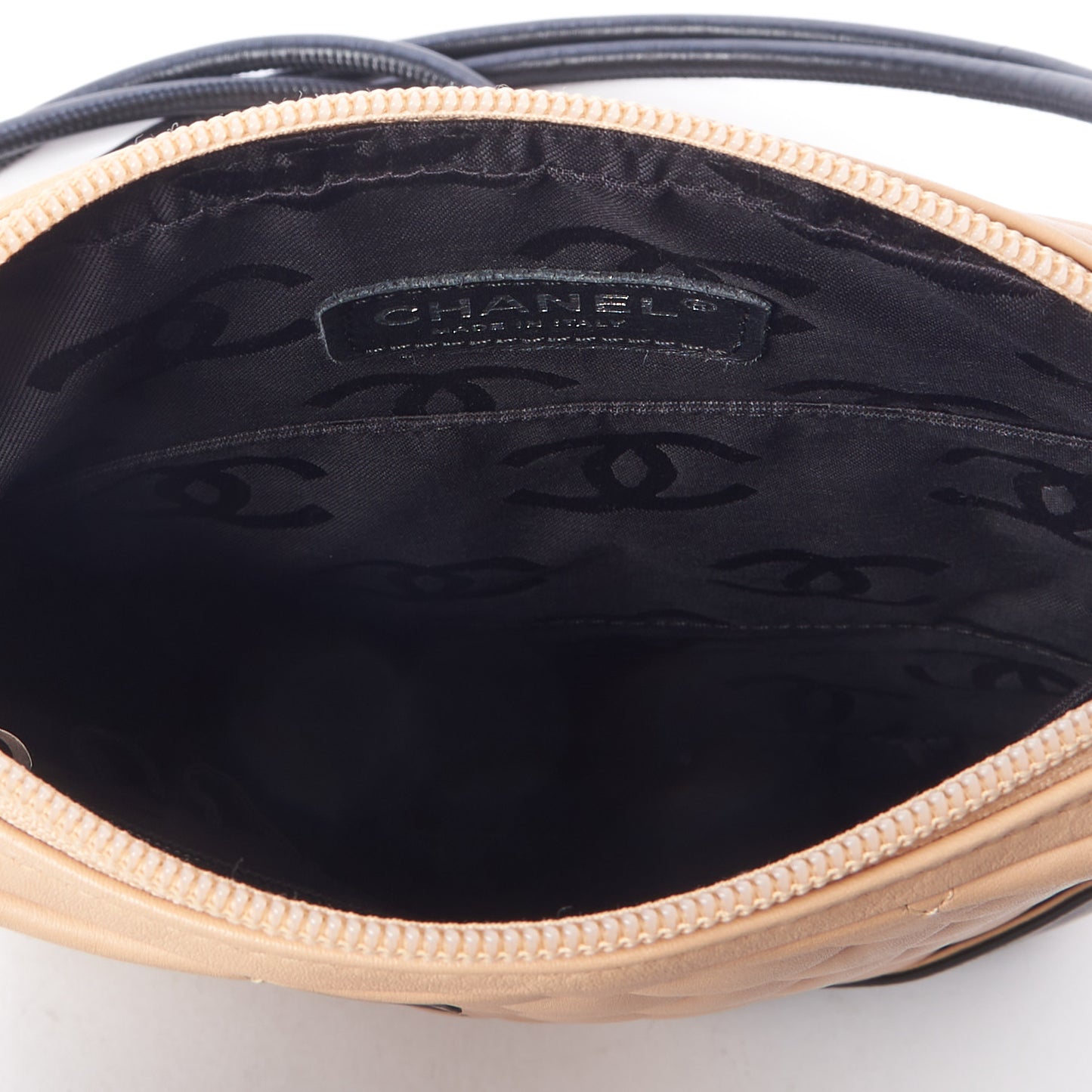 Calfskin Quilted Medium Cambon Messenger Beige Black