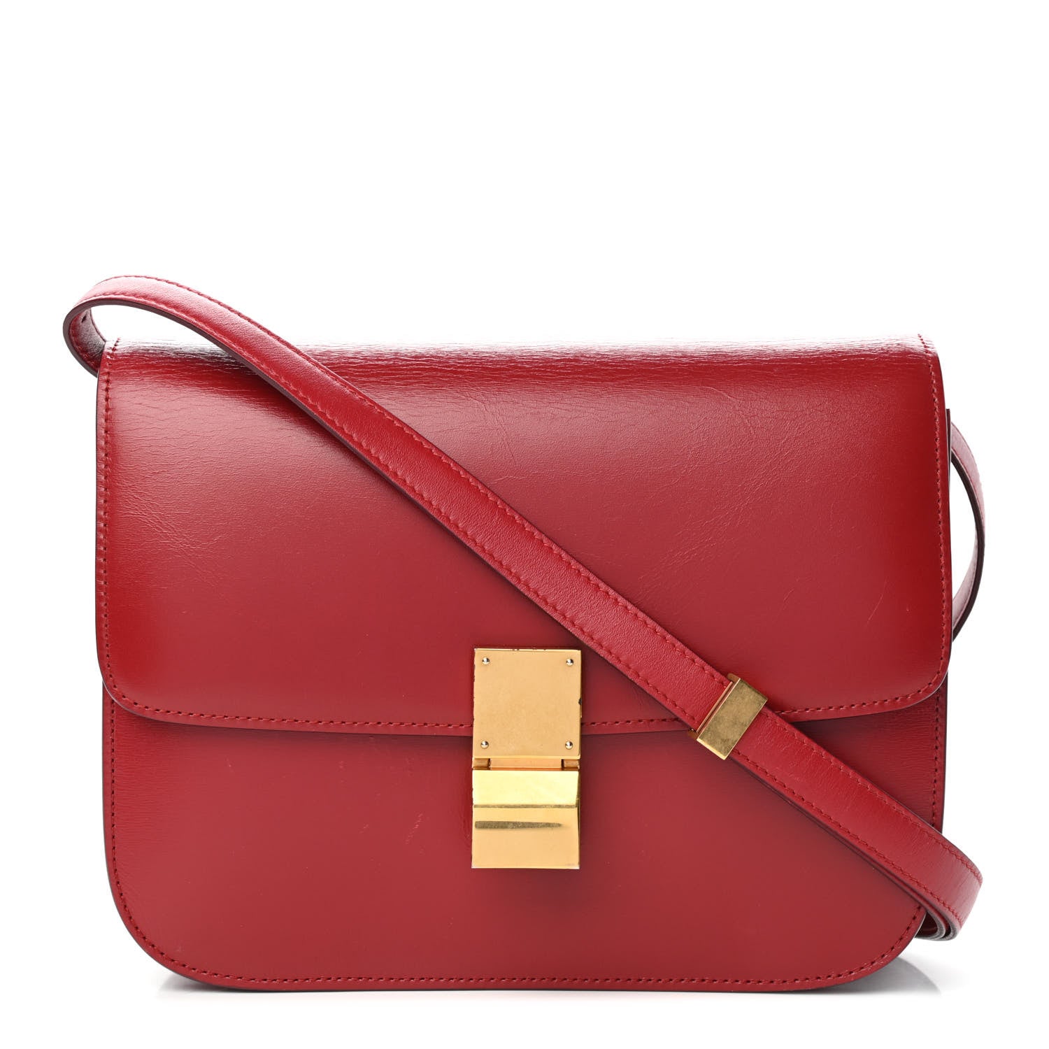 Celine Box Calfskin Medium Classic Box Flap Bag Red 1 of 4