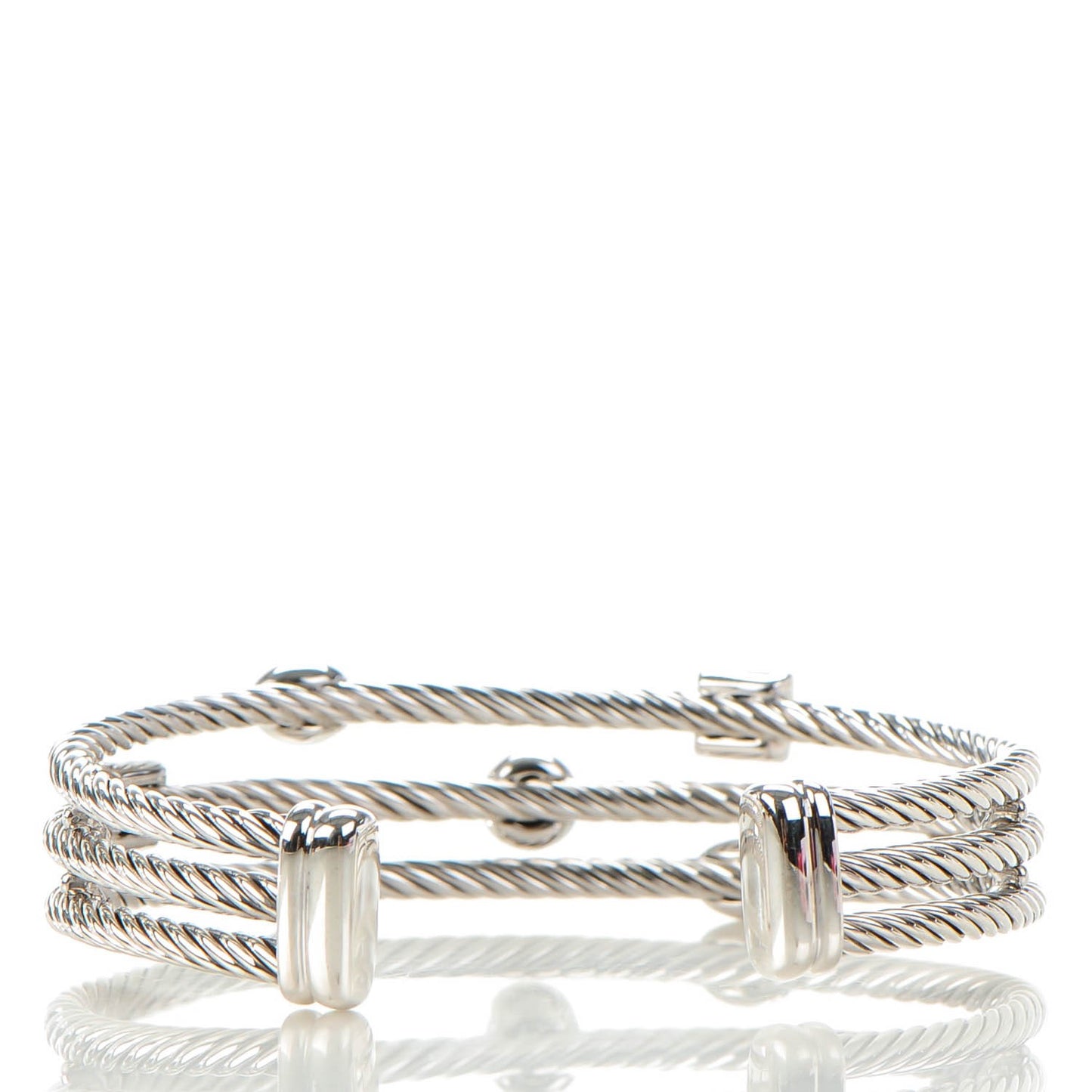 Sterling Silver Diamond Three Row Confetti Cuff Bracelet