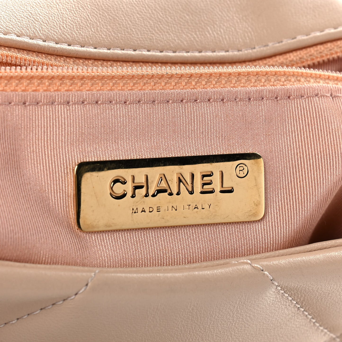 Lambskin Quilted Medium Chanel 19 Flap Beige