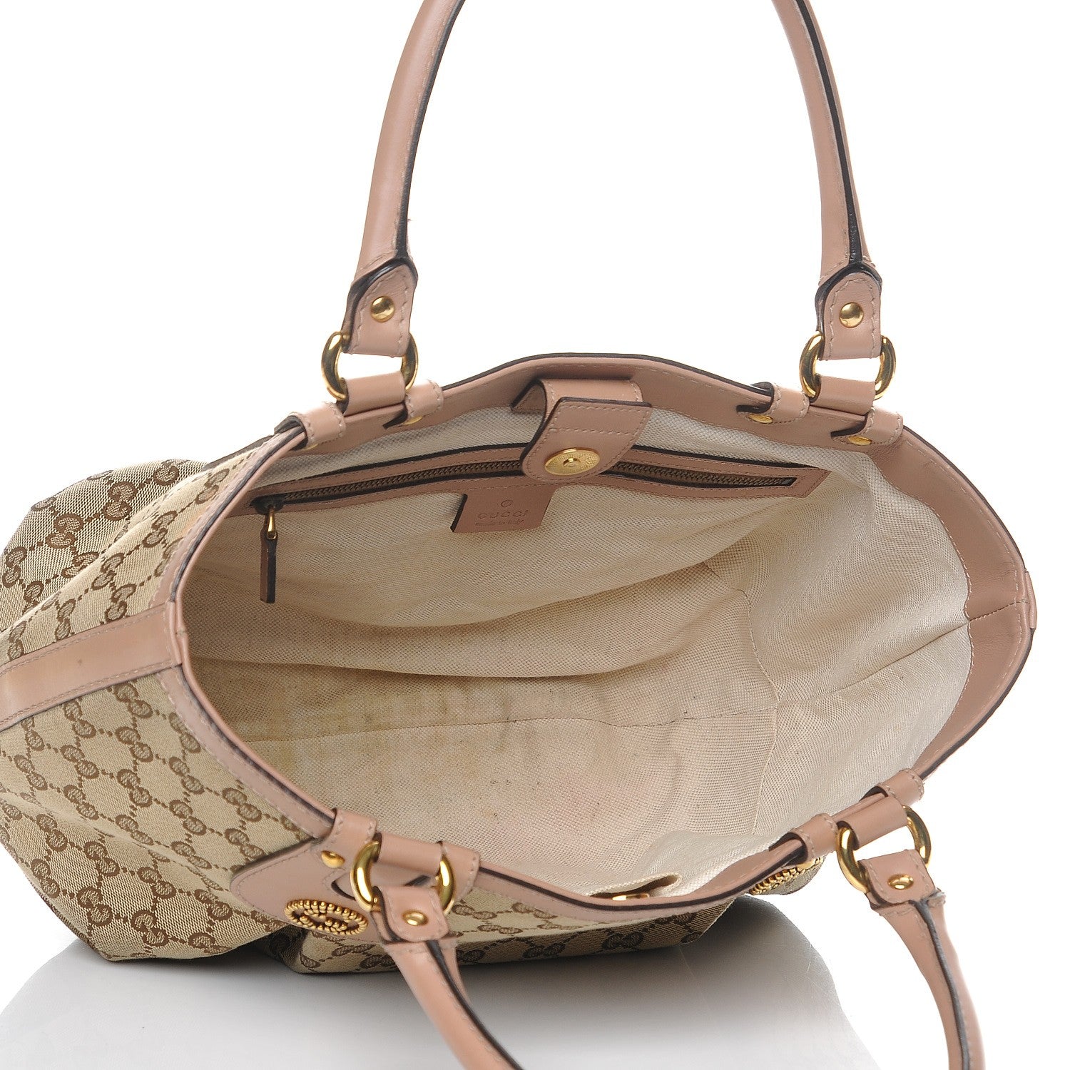 Gucci Monogram Medium Scarlett Studded Tote Pink 5 of 9