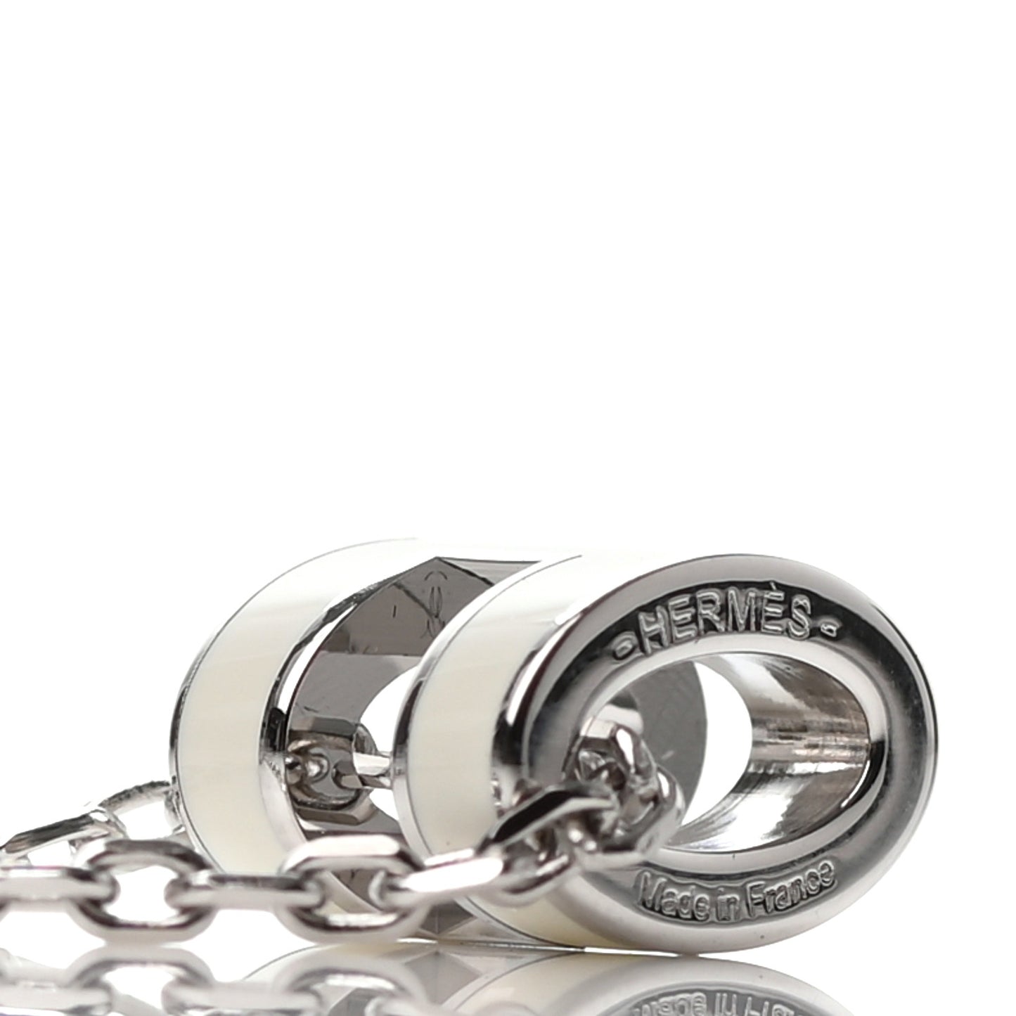 Lacquered Palladium Mini Pop H Pendant Necklace White