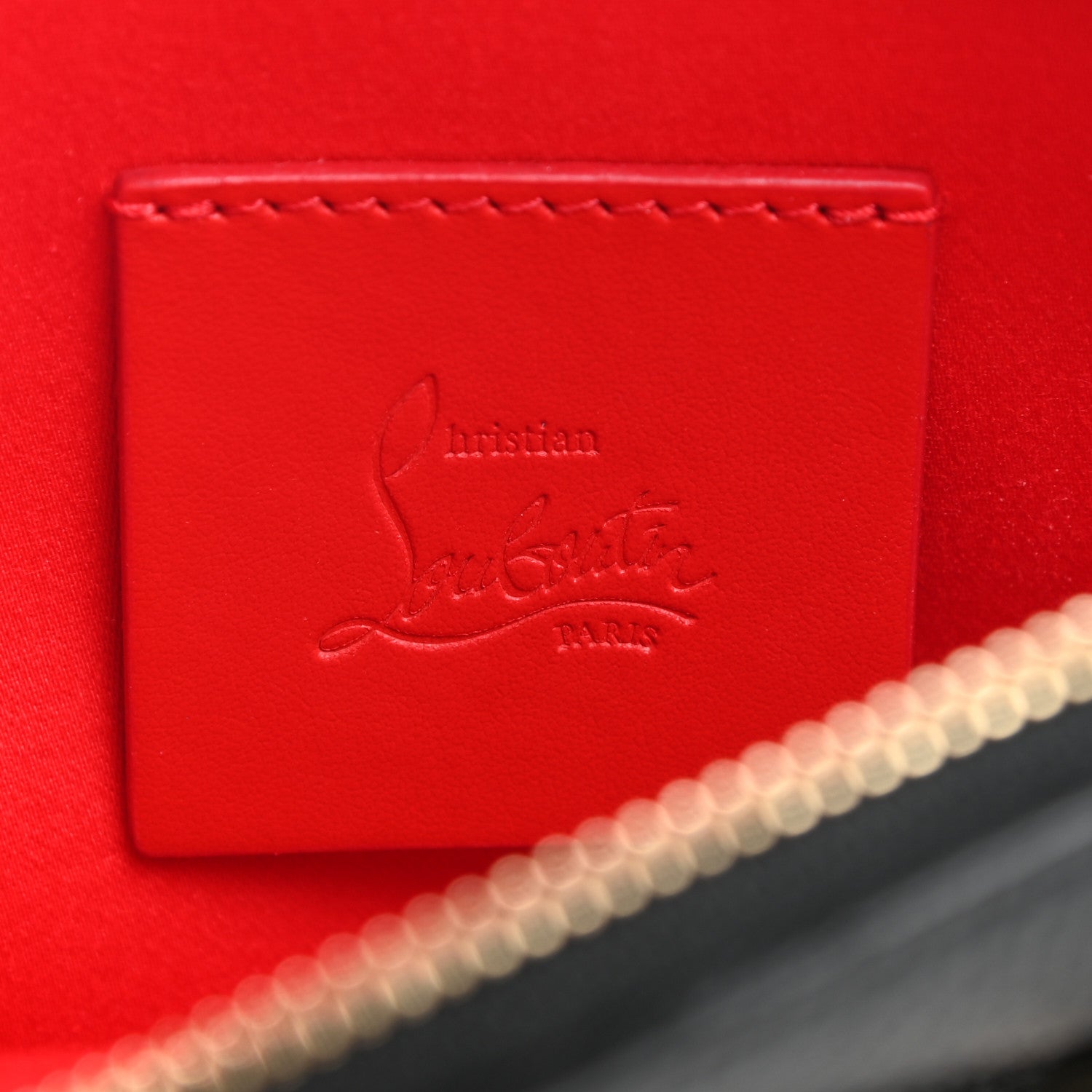 Christian Louboutin Grained Calfskin Carasky Studded Cosmetic Pouch Black Gold 6 of 7