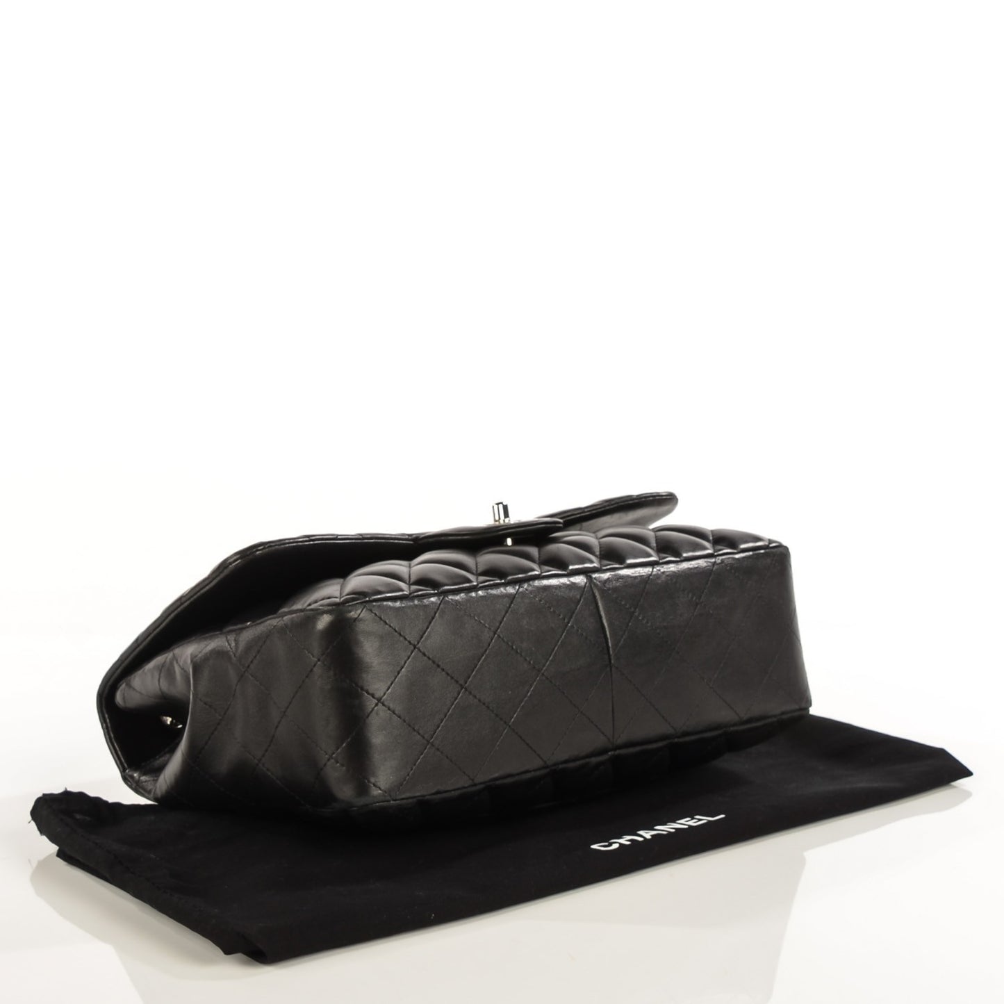 Lambskin Quilted Jumbo Single Flap Black