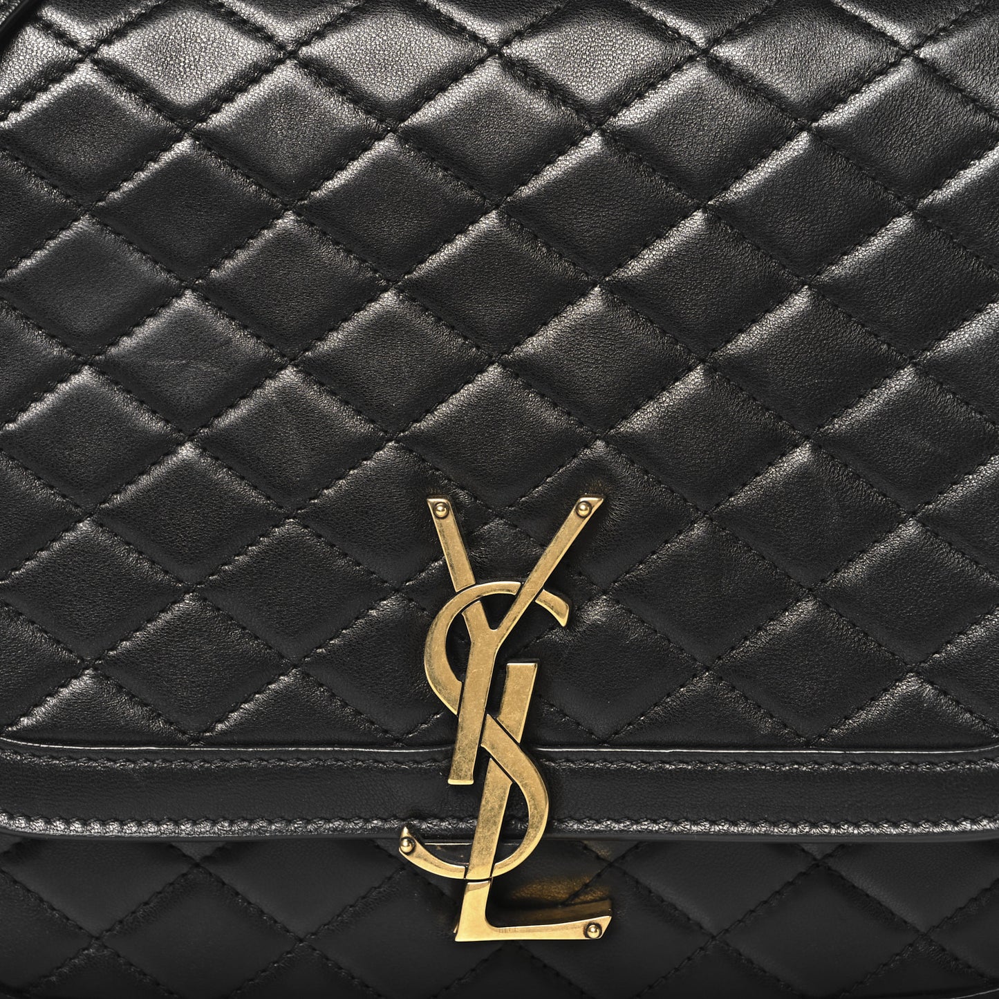 Lambskin Quilted Monogram Medium Solferino Satchel Black