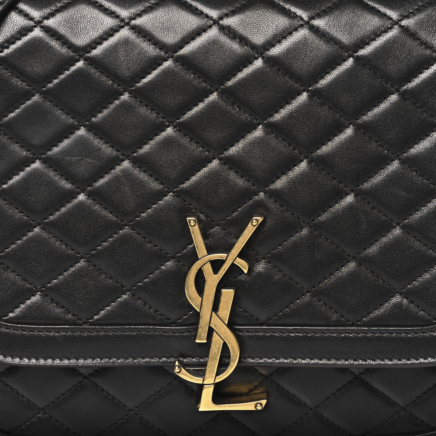 Saint Laurent Lambskin Quilted Monogram Medium Solferino Satchel Black 8 of 10