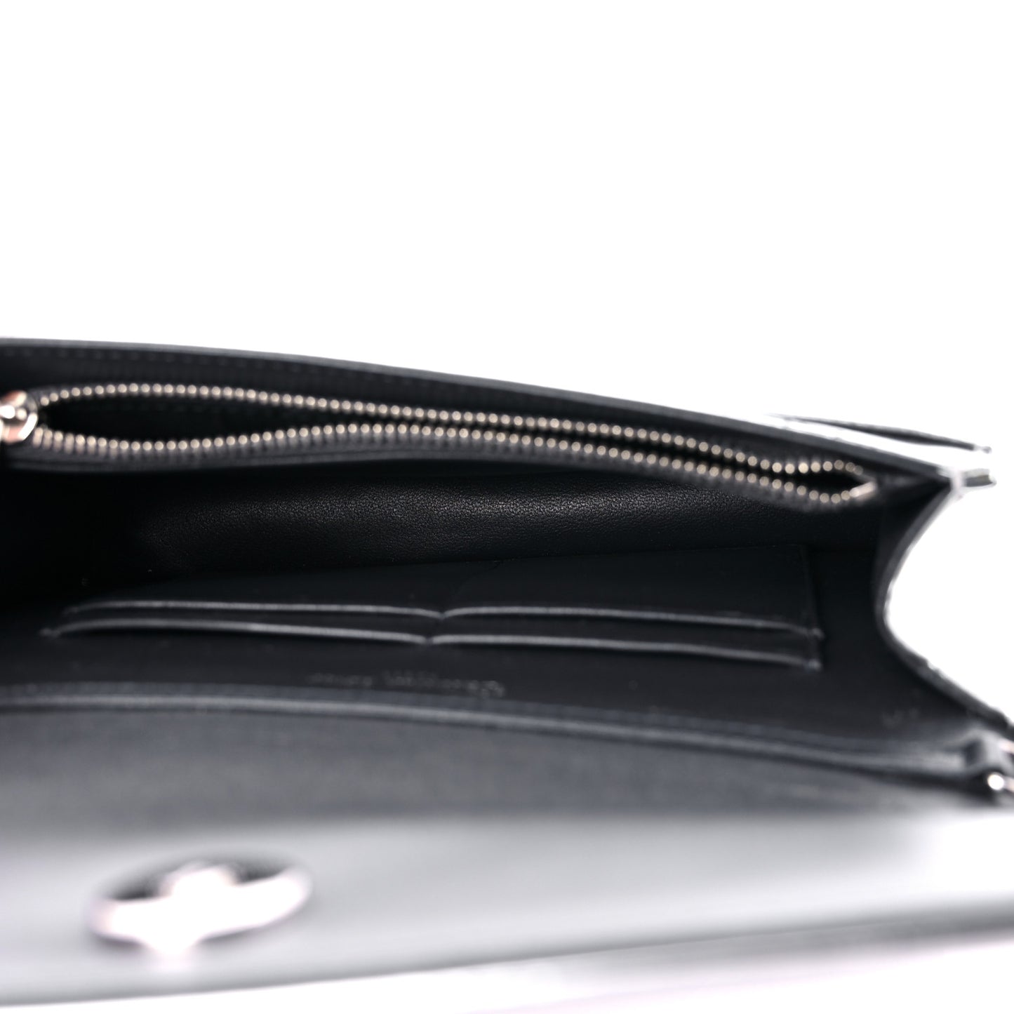 Metallic Patent Micro-Cannage Diorama Wallet on Chain Pouch Silver