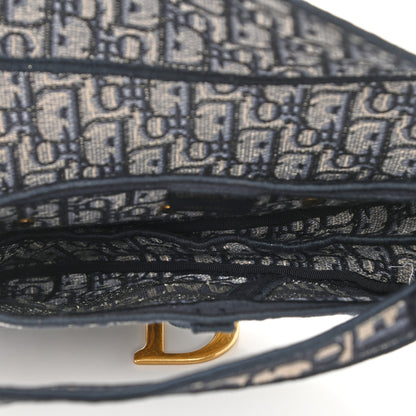 Christian Dior Oblique Embroidered Saddle Bag Blue 5 of 11