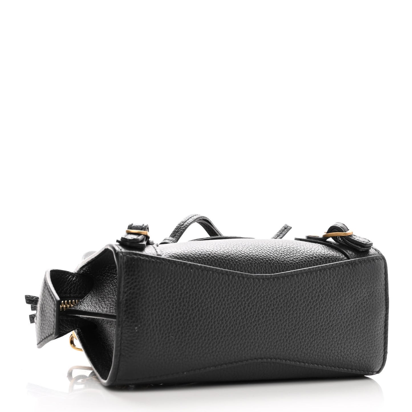 Grained Calfskin Neo Classic Gold Hardware Nano City Crossbody Black