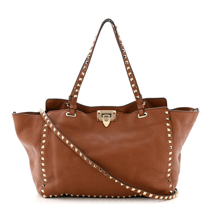 Valentino Garavani Pebbled Calfskin Medium Rockstud Tote Light Cuir 1 of 9