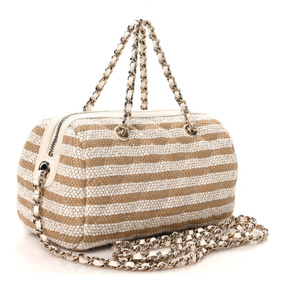 Chanel Printed Fabric Clutch With Chain Beige Light Beige 2 of 9