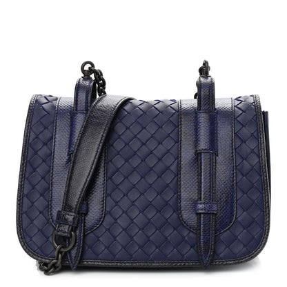 Bottega Veneta Nappa Intrecciato Snakeskin Chain Crossbody Atlantic 1 of 10