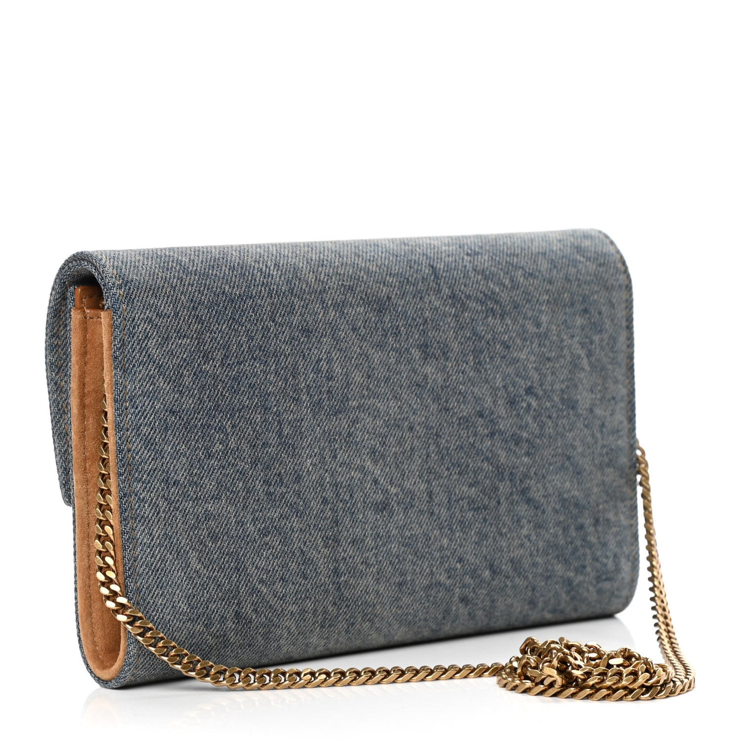 Denim Monogram Chain Wallet Rodeo Blue Cinnamon