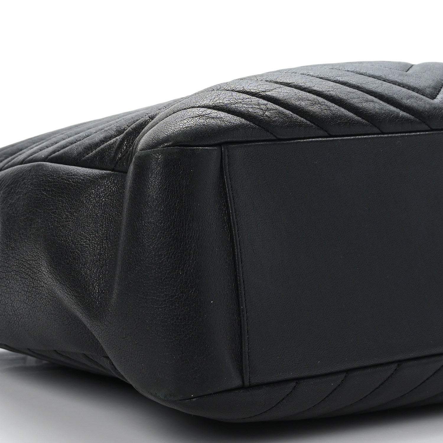 Saint Laurent Sheepskin Matelasse Chevron Large Monogram Shopping Bag Black 7 of 8