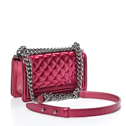 Chanel Metallic Patent Calfskin Quilted Small Boy Flap Pink 2 of 12