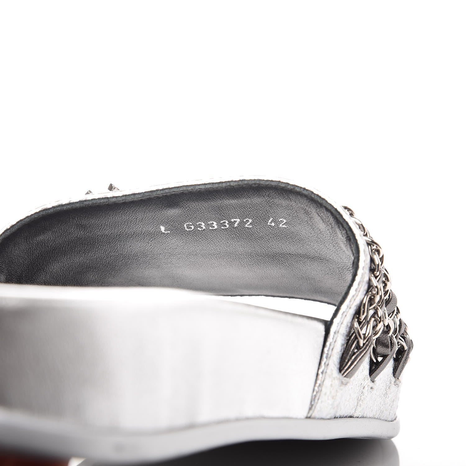 Chanel Metallic Lambskin Chain Flat Sandals 42 Silver 9 of 9