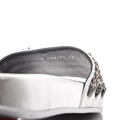 Chanel Metallic Lambskin Chain Flat Sandals 42 Silver 9 of 9