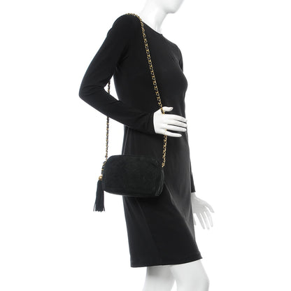 Chanel Suede Quilted Camera Case Crossbody Bag Black 2 of 12