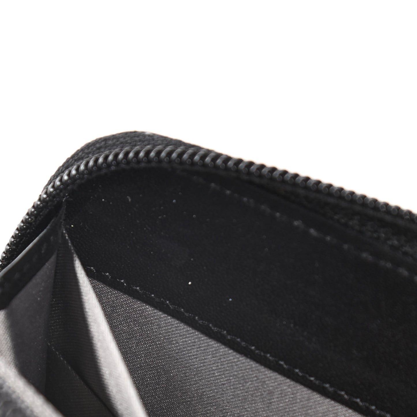 Patent Calfskin Lucky Symbols Zip Around Wallet Black