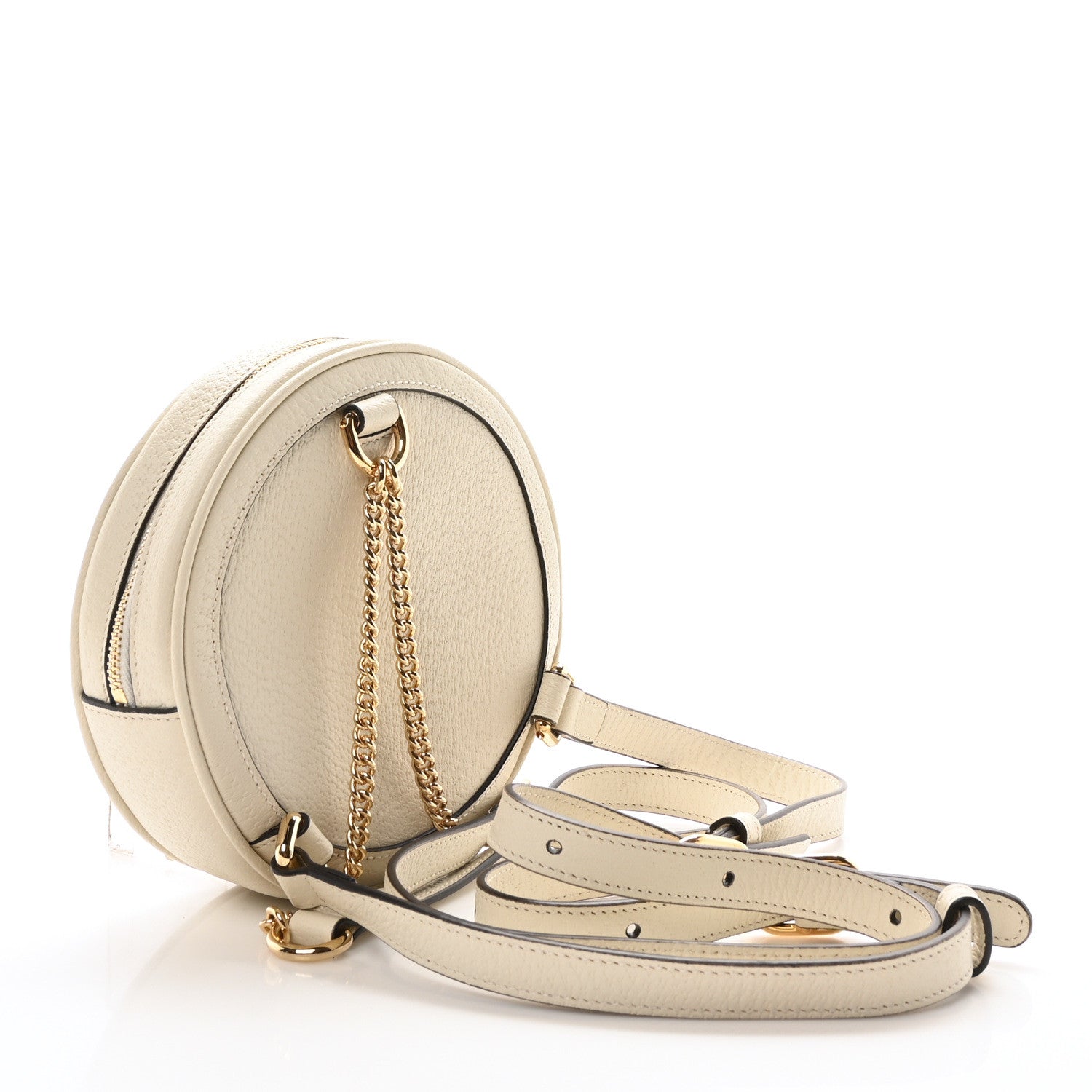 Gucci Textured Calfskin Web Mini Ophidia Round Backpack Mystic White 3 of 9