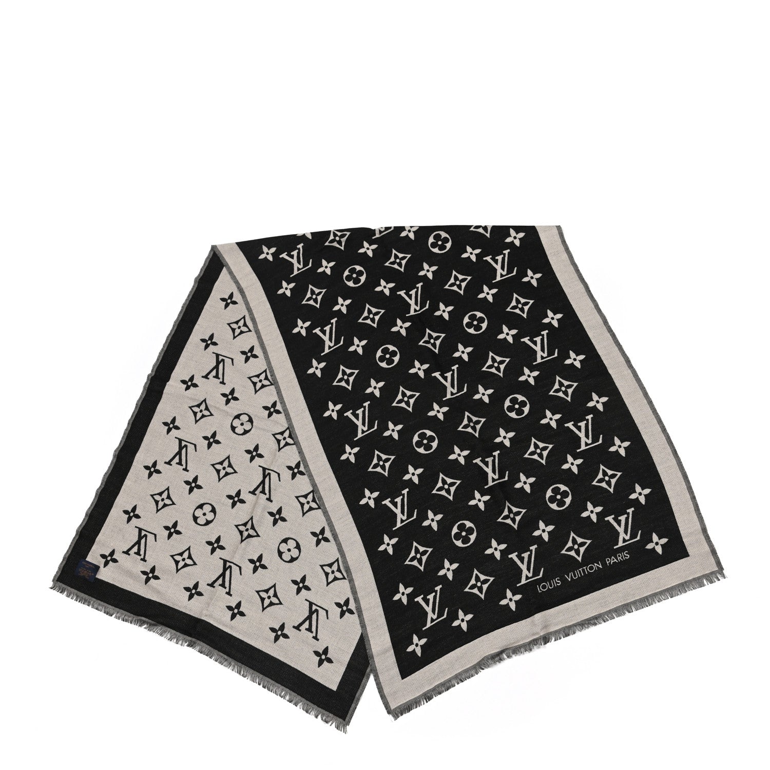 Louis Vuitton Silk Wool Monogram Miss LV Stole Black 2 of 4