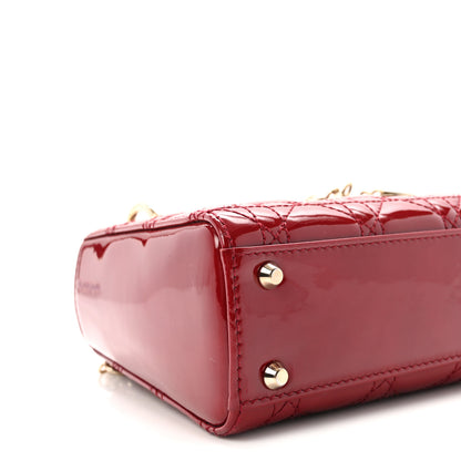 Christian Dior Patent Cannage Mini Lady Dior Red 8 of 9