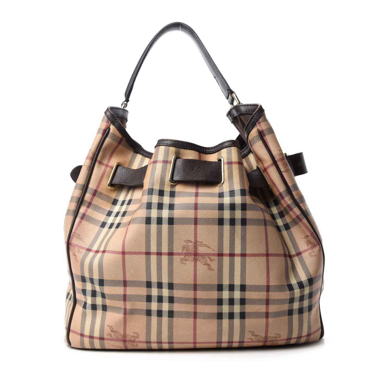 Burberry Haymarket Check Medium Walden Belted Hobo Chocolate 1 of 13