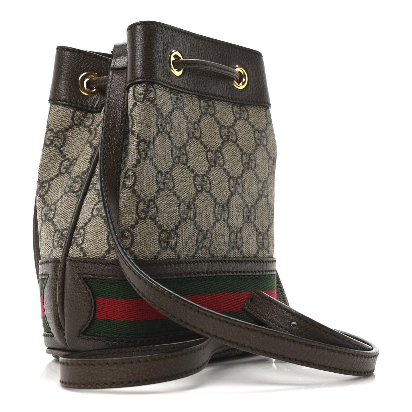 GG Supreme Monogram Web Mini Ophidia Bucket Bag Brown