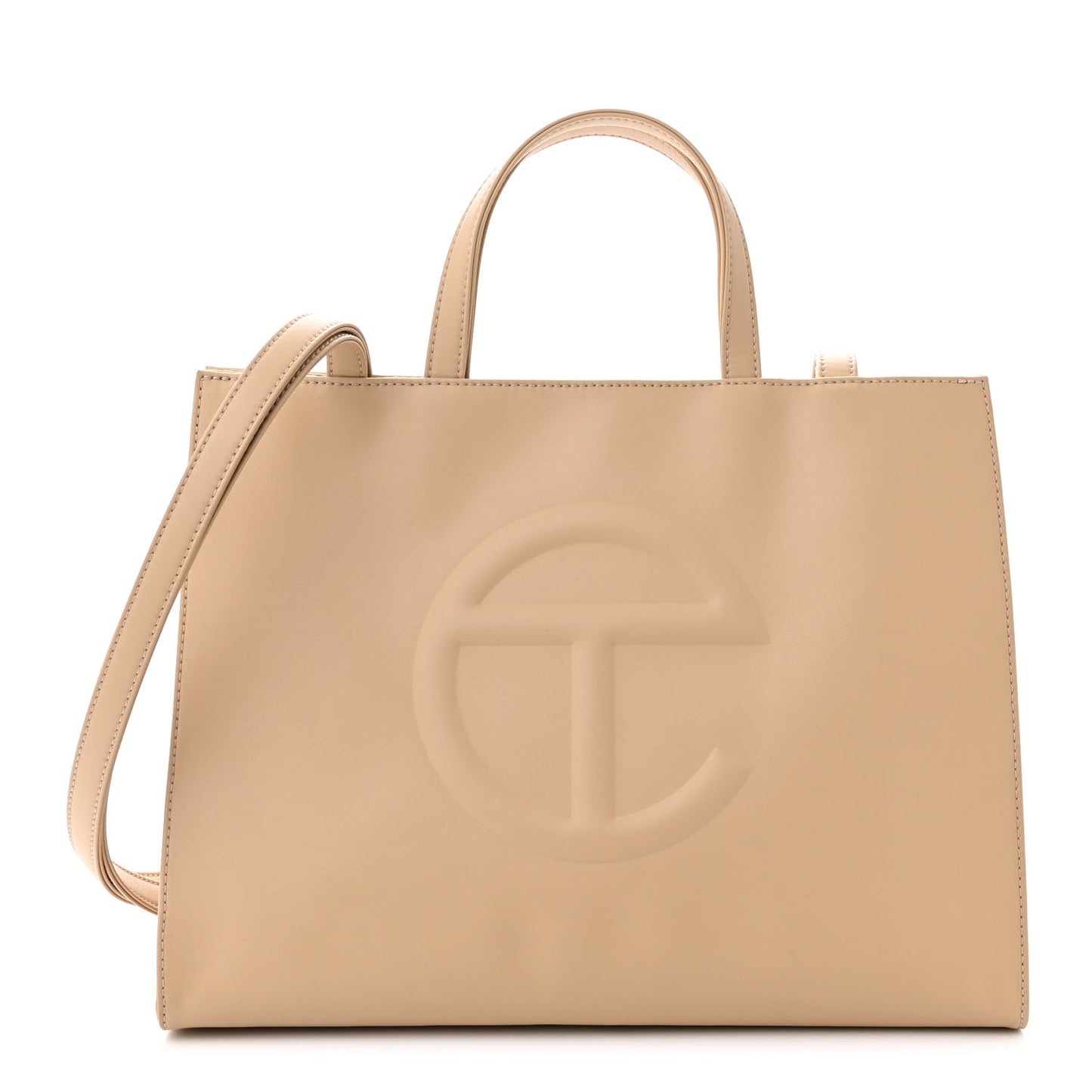 Vegan Leather Medium Shopping Bag Cream