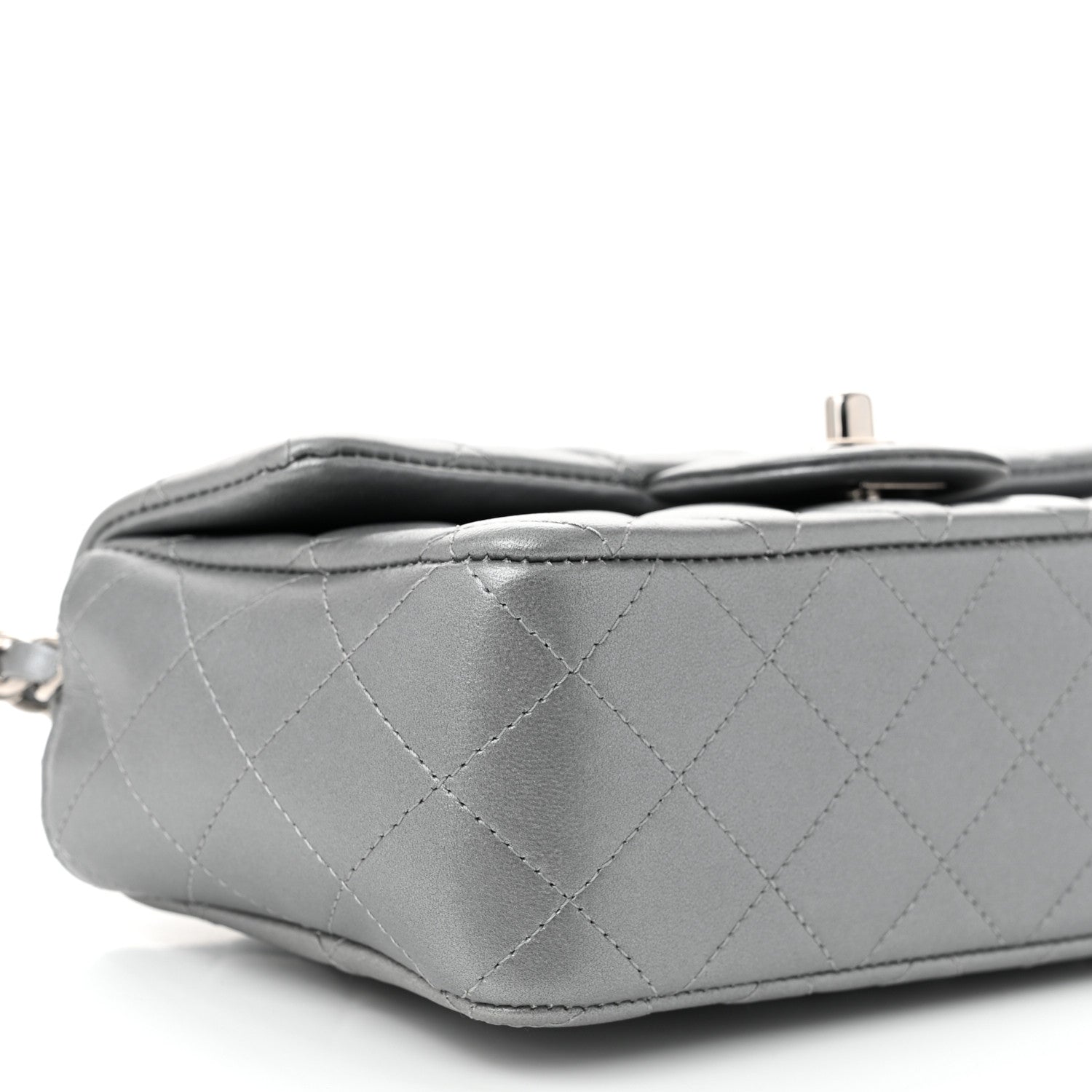 Chanel Metallic Lambskin Quilted Mini Rectangular Flap Silver 9 of 10