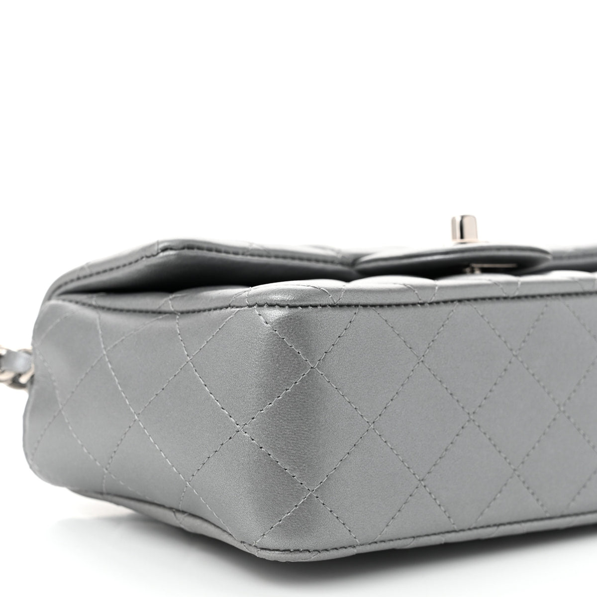 Chanel Metallic Lambskin Quilted Mini Rectangular Flap Silver 9 of 10