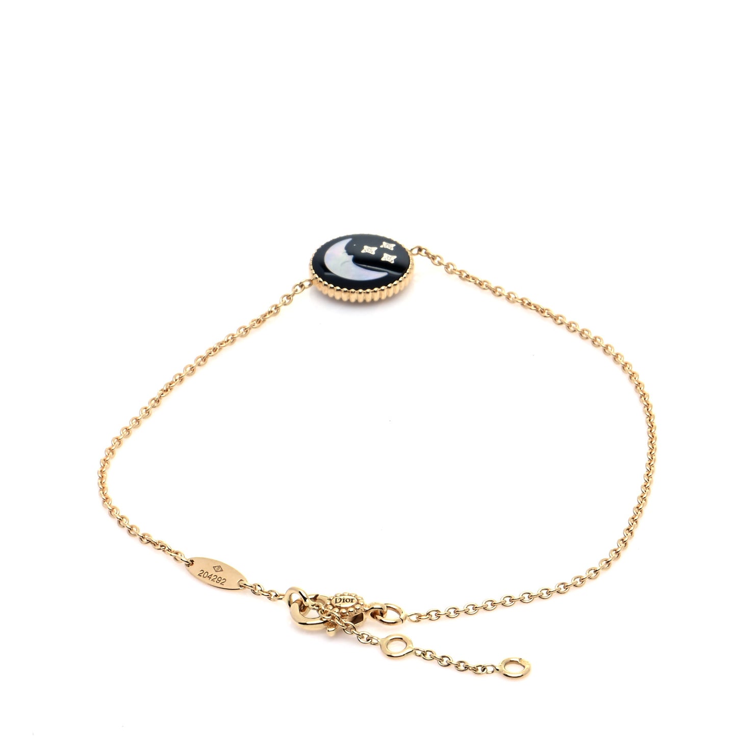 18K Yellow Gold Diamond Black Onyx Mother of Pearl Rose Celeste Bracelet