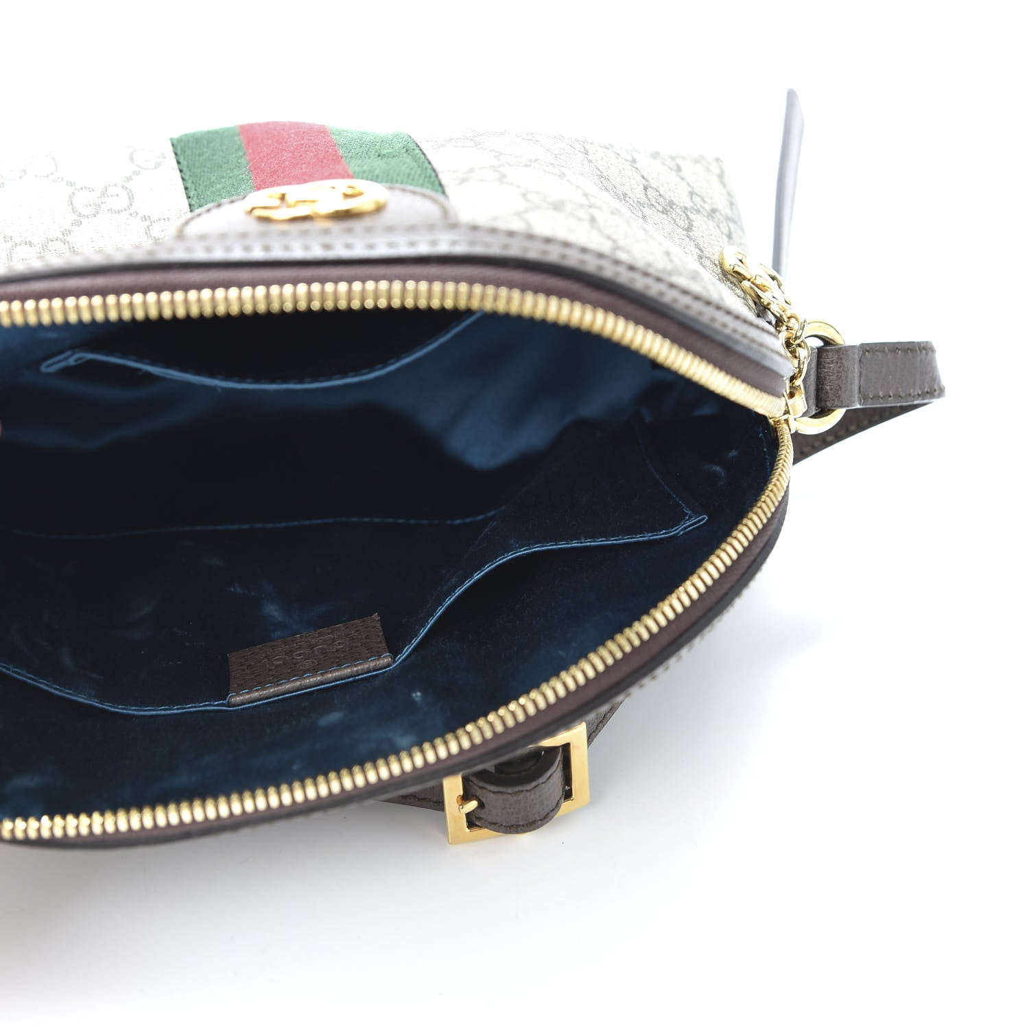Gucci GG Supreme Monogram Textured Dollar Calfskin Web Small Ophidia Dome Shoulder Bag Beige Ebony New Acero 4 of 11