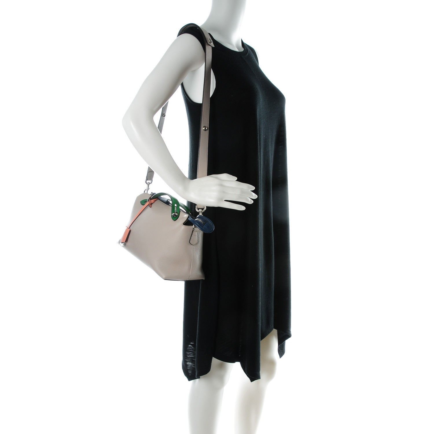 Fendi Vitello Dolce 4 Color Medium By The Way Boston Bag Grigio Polvere Emerald Multicolor 2 of 8