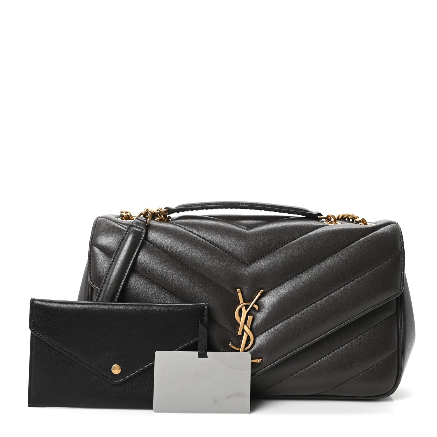Saint Laurent Lambskin Matelasse Chevron Medium LouLou  Dark Strong Moss 3 of 11