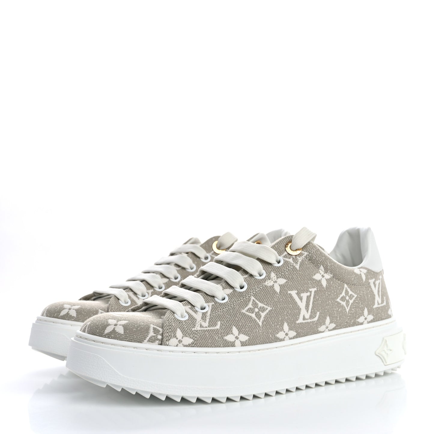 Denim Monogram Time Out Sneakers 39 Beige