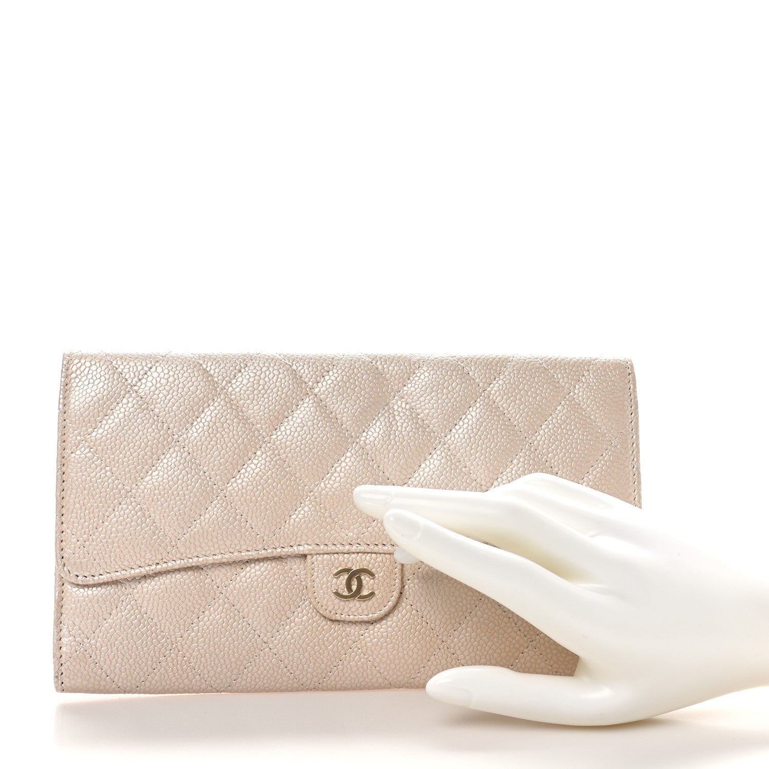 Chanel Iridescent Caviar Quilted Travel Wallet Beige 2 of 9