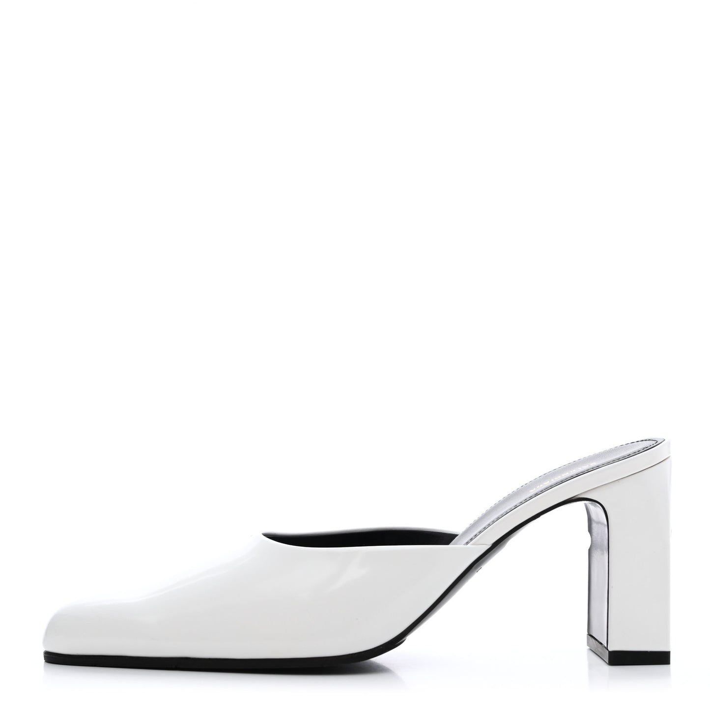 Patinated Calfskin Mule Pumps 37.5 Optic White