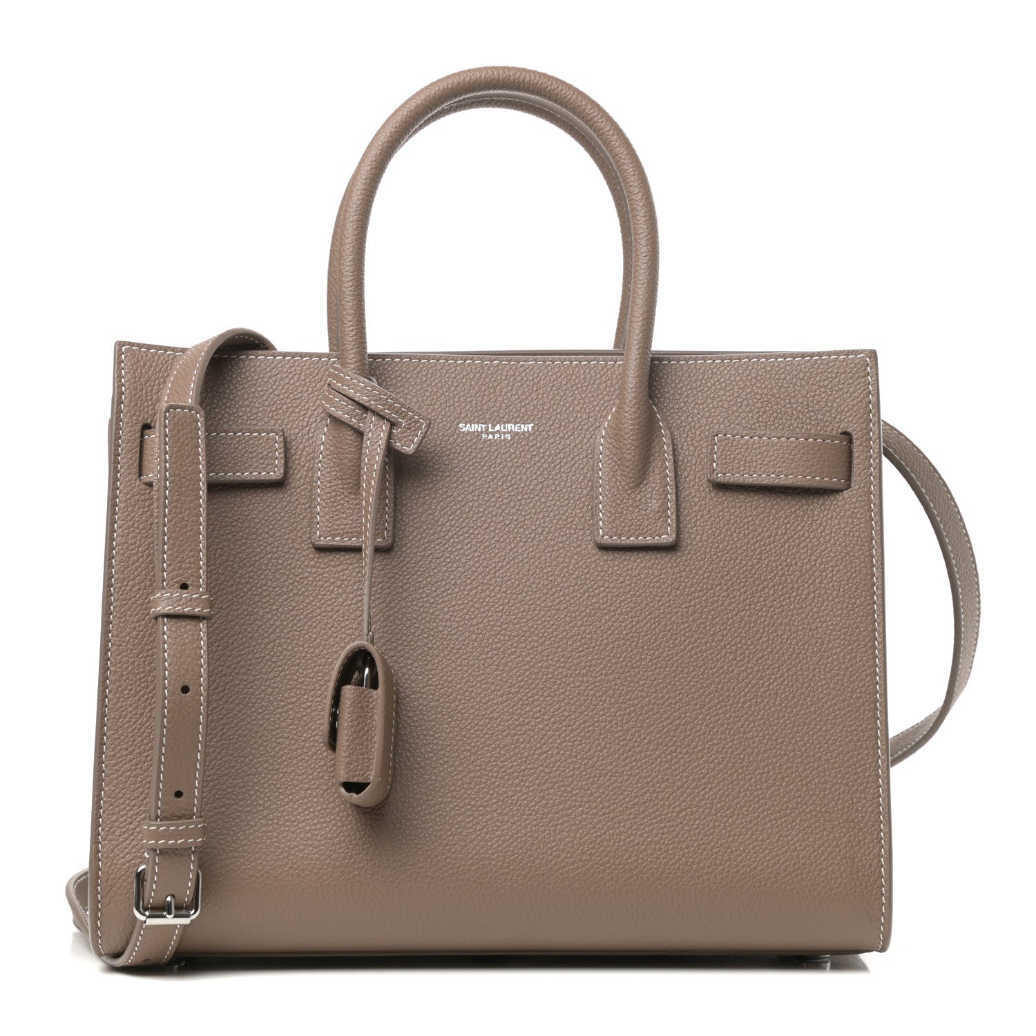 Saint Laurent Grained Calfskin Topstich Baby Sac De Jour Taupe 1 of 9