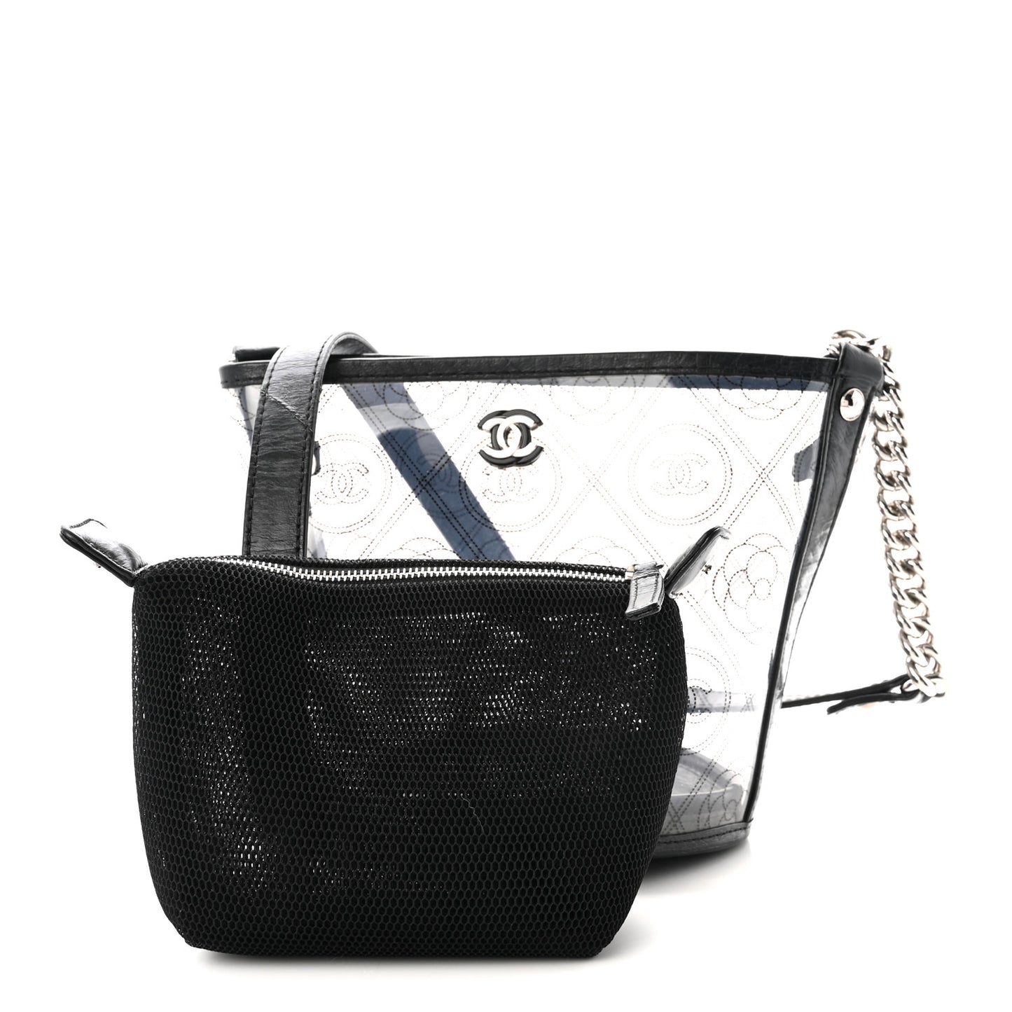 Crumpled Calfskin PVC Bucket Bag Black