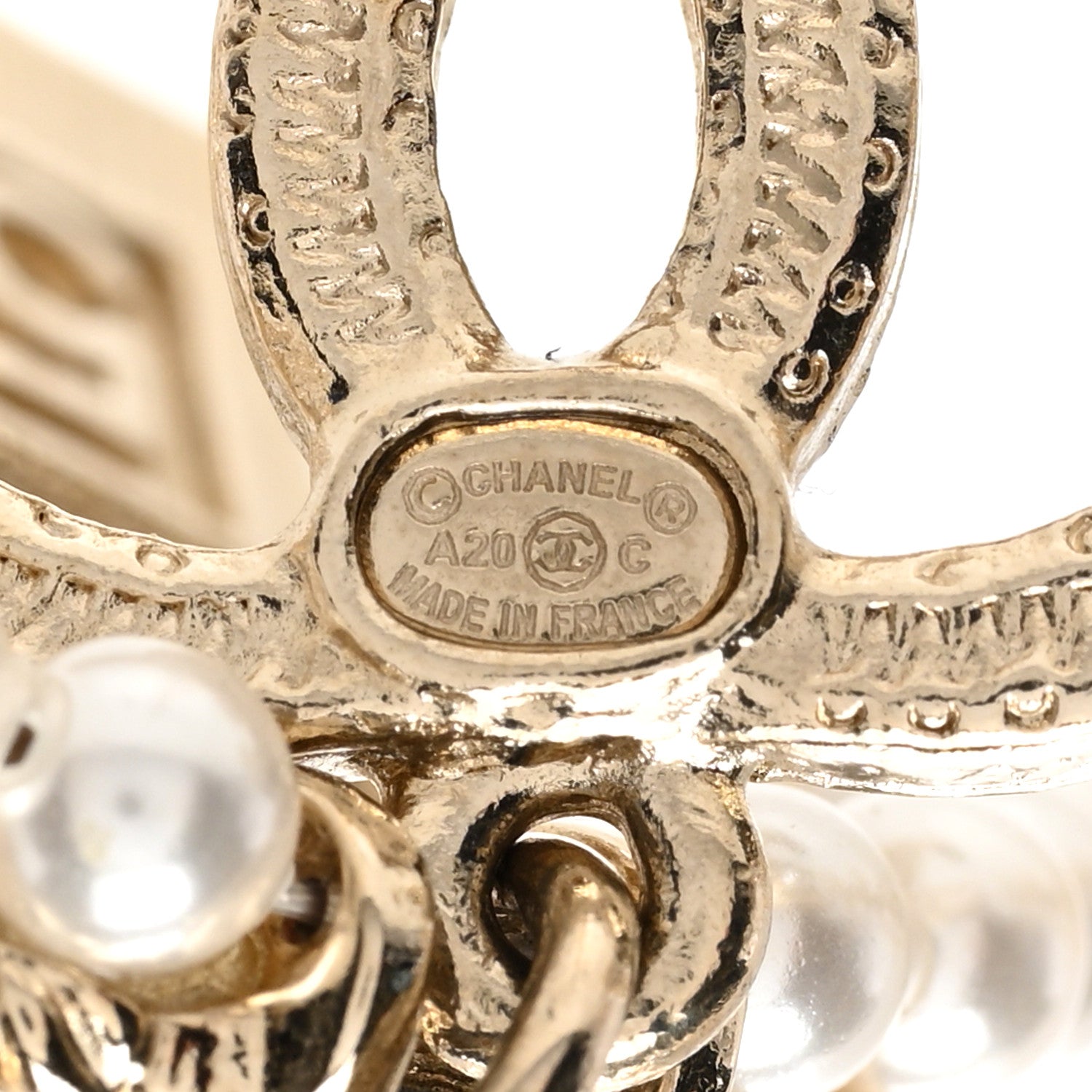 Chanel Crystal Pearl Chanel Charms CC Drop Earrings Gold 4 of 5