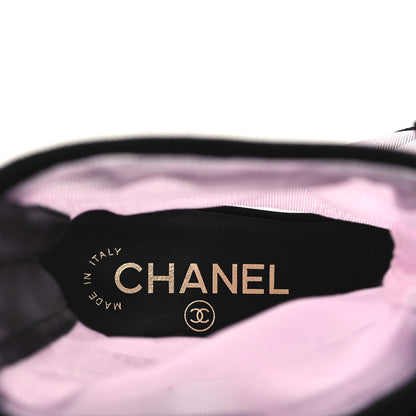 Chanel Mesh Grosgrain CC Cap Toe Ankle Boots 38.5 Light Pink Black 8 of 10